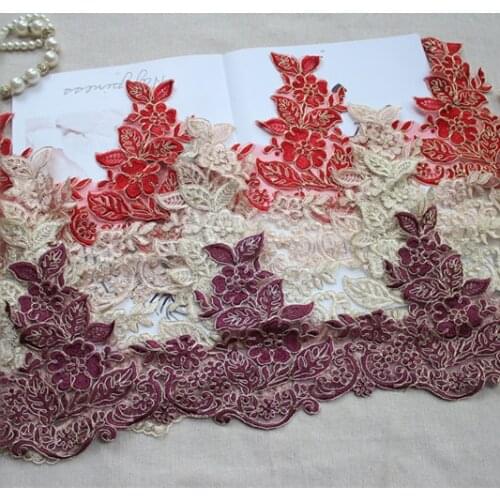 19cm or 7.48 inch wide (2yards/lot)High Quality Alencon Lace Trim Exquisite Gold Corded Lace Trim Wedding Bridal Lace Trim