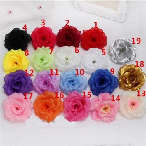 LOT 5PCS 8cm Artificial Roses Flower Heads DIY Wreath Gold Black Fake Flowers Wedding Decoration Valentines Day Gift Box Decor