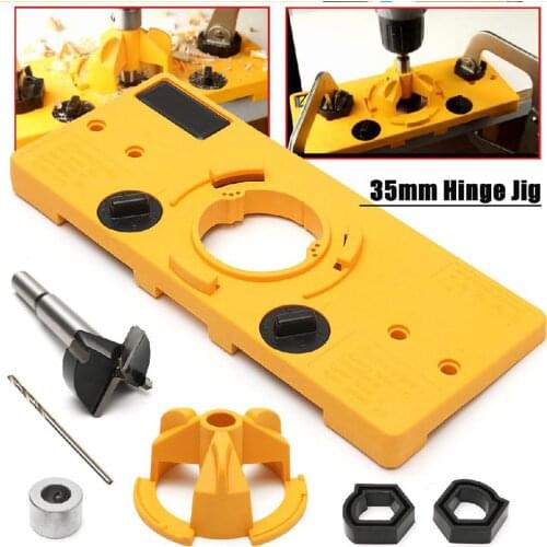 Concealed 35 MM Cup Style Hinge Jig Boring Hole Drill Guide + Forstner Bit Hinge Hole Saw Jig Carpenter Woodworking DIY Tools