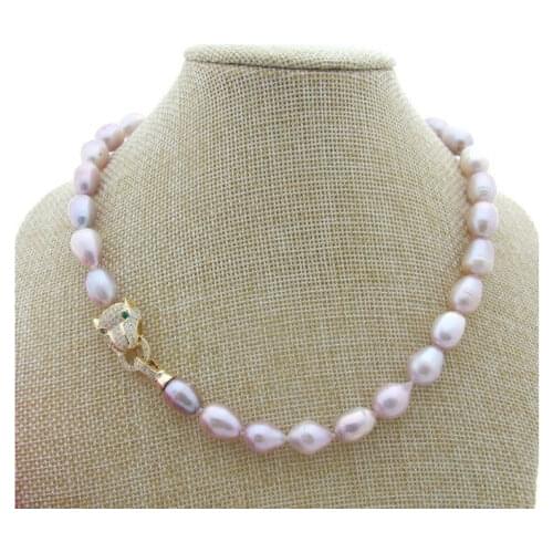 Wholesale good elegant 10mm baroque south sea lavender pearl necklace 18 inch Genuine Lucky Ladys jewelry Fine Woman