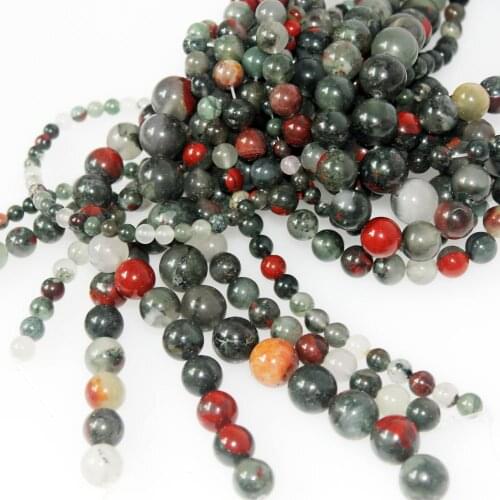 Wholesale Natural African Blood Stone Beads Round Loose Beads for Jewelry Making DIY Bracelet Necklace 4mm 6mm 8mm 10mm 12mm