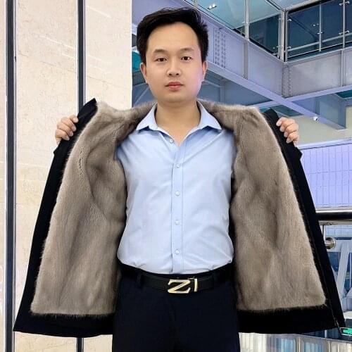 Fur Coat Natural Fur Jacket Men Winter Hooded Real Mink Fur Parka High Quality Warm Outwear Free Shipping
