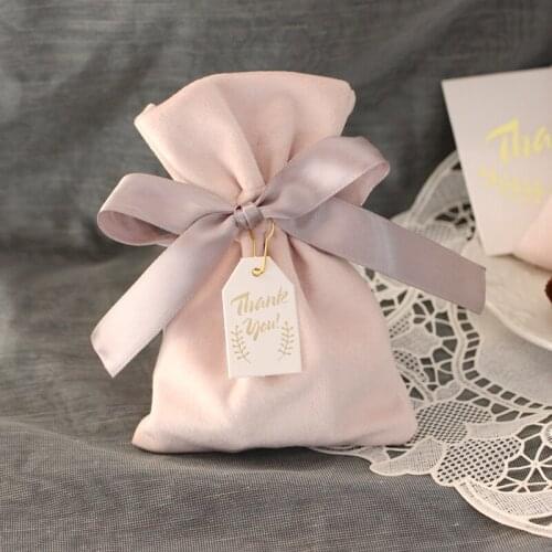 30Pcs European Gift Bags Pink Velvet Cloth Candy Box Valentines Day Wedding Baby Shower Packaging Supplies Party Wholesale