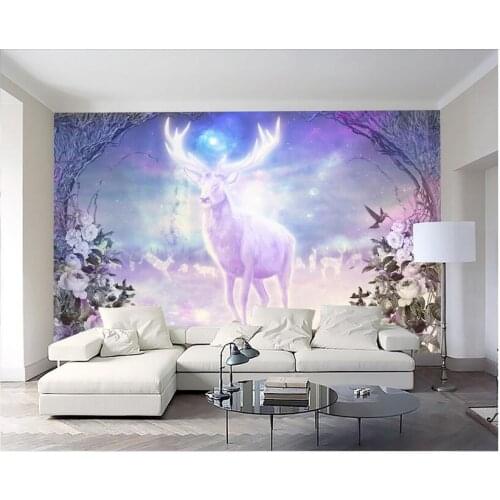 Custom photo 3d wallpaper Non-woven mural 3d wall murals wallpaper for living room European elk flowers decoration painting