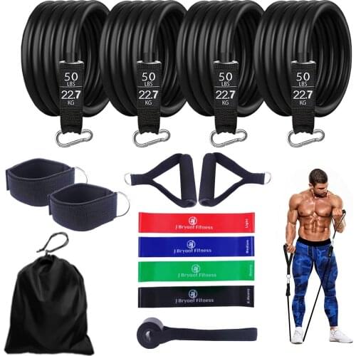 200LB Black Resistance Tube Bands Set Multifunction Pull Rope with Loop Band Gym Home Body Workout Training Strengthen Equipment