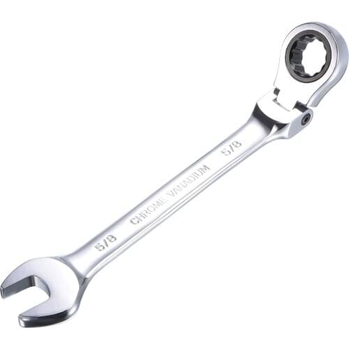 Uxcell 5/8 Inch Flex-Head Ratcheting Combination Wrench SAE 72 Teeth 12 Point Ratchet Box Ended Spanner Tools, Cr-V