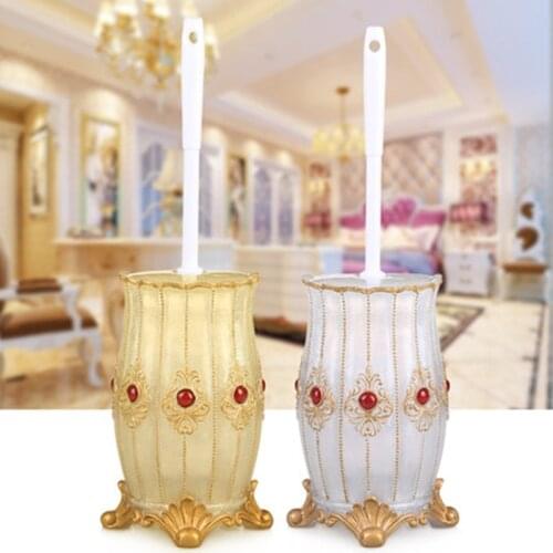 Bathroom Cleaning Brush Holder with stand Set Bathroom Accessories Resin Toilet Brush Kit WC Decoration