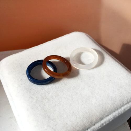 Vintage Blue Acrylic Promise Rings for Couples Colorful Women Rings