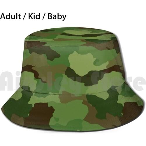 Military Camouflage Pattern Sun Hat Foldable UV Protection Military Camouflage Pattern Khaki Green Brown Foliage