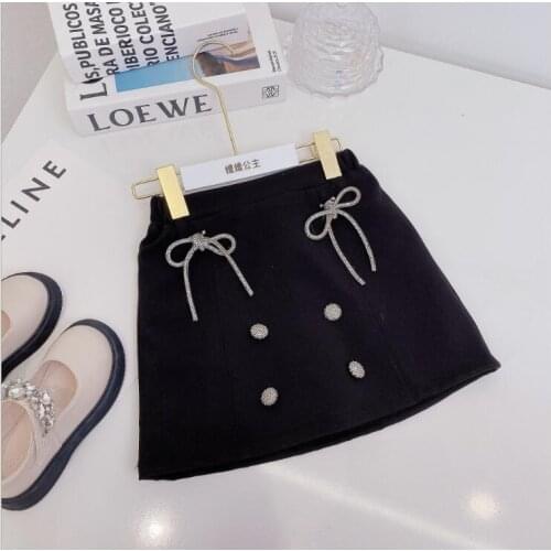 2021 Korean style girls bow skirt autumn fashion girls skirt 4-9t B689