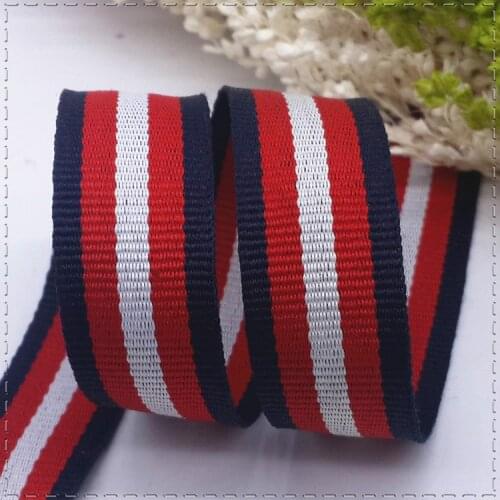 1 meter/lot) 2CM Red White Navy blue Stripe Printed Grosgrain ribbon decoration belt DIY clothing Sewing Accessories material