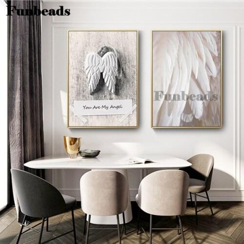 11-Golden wing feather diamond painted cross stitch feather pattern modern Nordic abstract art golden feather home decor FF4193