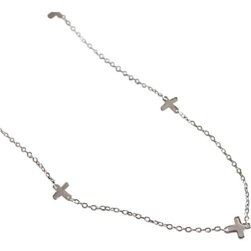 2018 New Fashion Mini Cross 925 Sterling Silver Pendants&Necklace For Women Girl Simple Necklace Length 43cm Fine Jewelry Gift