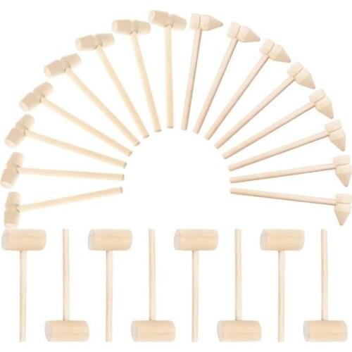 24 Pieces Mini Wooden Hammers for Chocolate,Crab or Lobster Seafood Hammers,Crafts and Party Game Props,Seafood Tool
