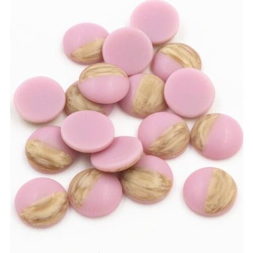 40pcs 12mm Pink Colors Wood grain Frosted imitation leather Style Flat back Resin Cabochons Fit 12mm Cameo Base Button-Y7-36