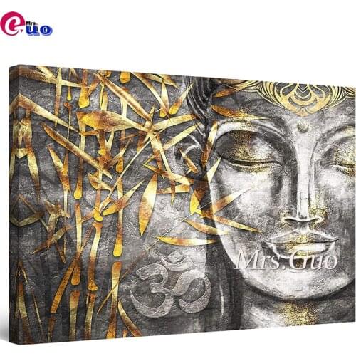 New Arrival Full Square Round Drill Diamond Painting Golden Buddha Zen Abstract Leave 5D diamond mazaika embroidery Home Decor