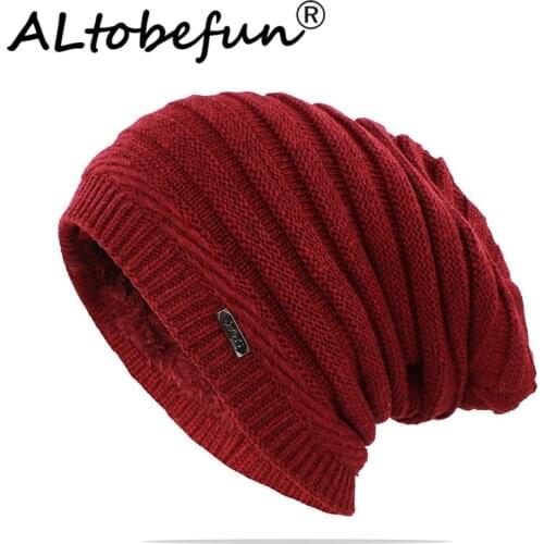 ALTOBEFUN Men Winter Warm Hat For Adult Unisex Outdoor New Wool Women Knitted Beanies Skullies Casual Cotton Hats Cap HT141B