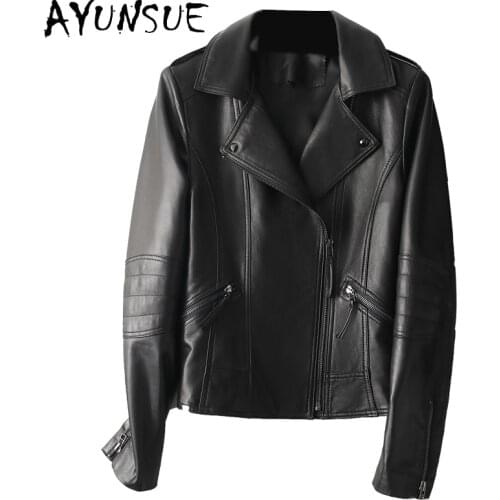AYUNSUE Real Leather Jackets Women Genuine Sheepskin Coats Famale Short Motorcycle Korean Autumn Chaquetas De Mujer 2021 SQQ07