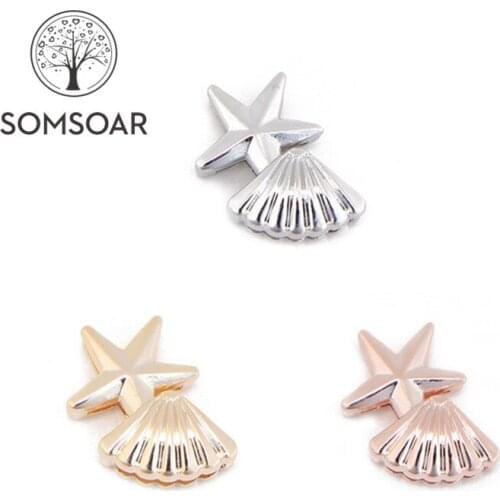 Somsoar Jewelry Shell starfish Slide Charms fit 10mm Stainless steel Mesh Bracelet accessories as Summer beach 10pcs/lot