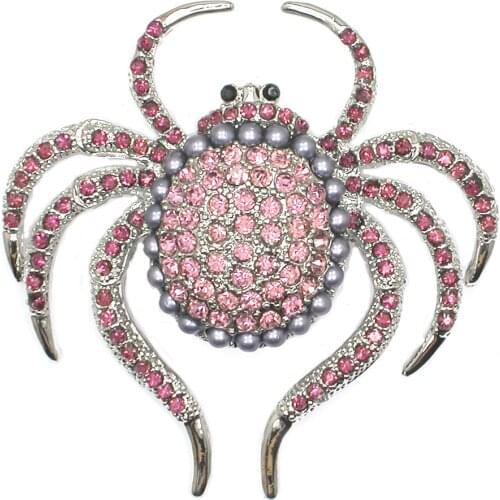 Spider Rhinestone Badge Brooches For Women Men Spider Brooch Jewelry pins Retro Boutonniere Hijab Pin