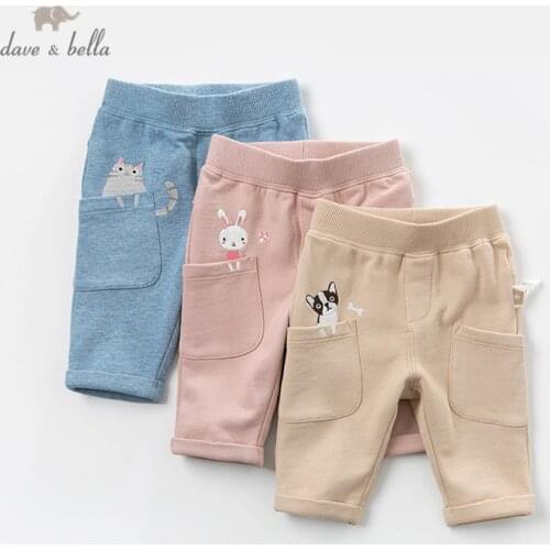 DBJ12778 dave bella unisex baby spring pants fashion pants children full length kids pants infant toddler cute trousers