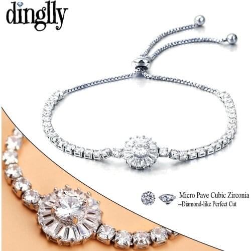 Dinglly Fashion Bohemia Ocean Style Round Shiny Cubic Zircon Bracelets For Women Men Fine CZ Jewelry Adjustable Bracelet Gift