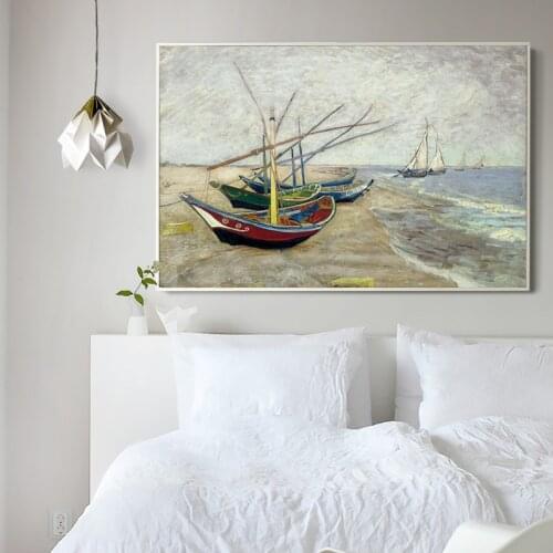 Elegant Poetry Sailboat by Vincent Van Gogh Famous Artist Impressionism Art Print Poster Wall Picture Canvas Oil Painting Wall