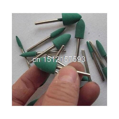 Lot20 Cusp 8mm Elastic Conical Rubber Grinding Head Bullet Shape with3mm Mandrel