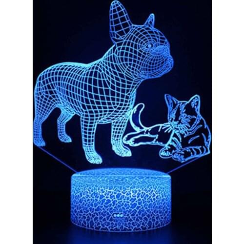 Best Gifts Cat Series 3D Stereo Vision Lamp Acrylic 7 Colors Changing USB Bedroom Bedside Night Light Desk Lamp LED68