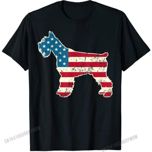 Schnauzer 4th of July Dog Lover Gifts Men USA American Flag T-Shirt Design T Shirts Special Tops T Shirt Cotton Men Unique