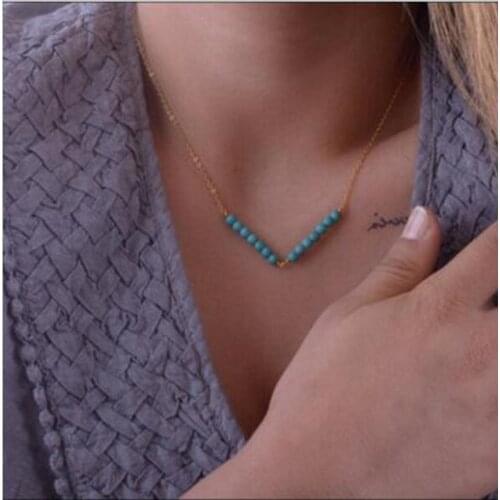 Na329 2018 hot sale fashion Vintage Handmade bead blue natural stone necklace Female charm Clavicle necklace jewelry