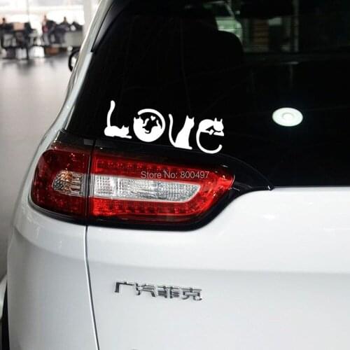 Newest Car Styling Covers Cute Lovely Cat Love Car Stickers Decals for Toyota Honda Chevrolet Volkswagen Ford Kia Fiat Tesla BMW