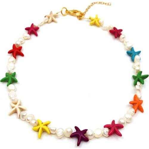 Bohemian Starfish Necklace Natural Pearl Fashion Jewelry 2020 New Charm Baroque Pearl Cowrie Shells NECKLACE women