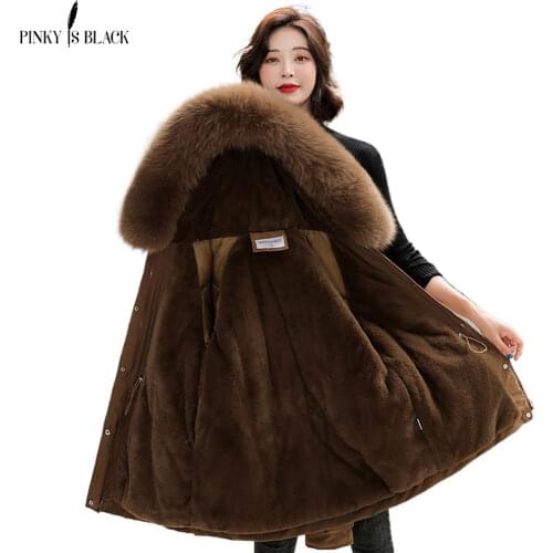 PinkyIsBlack Winter Jacket Women Fur Liner Hooded Short Parkas Warm Slim Winter Coat Women Puffer Jacket Cotton Padded Outwear