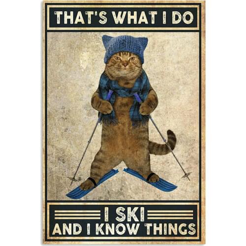 Pet Metal Tin Sign I Ski And I Know Things Skiing Poster Iron Painting Vintage Home Decor for Bar Pub Club Man Cave