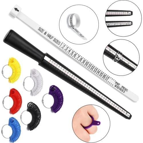 Professional Jewelry Tools Ring Gauge Mandrel Stick Finger Ruler Ring Sizer Measuring UK/US Size DIY Jewelry Size Sets Plastic