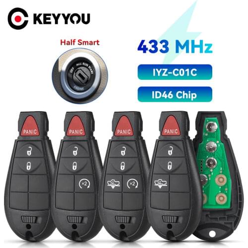 KEYYOU Remote Control Car Key Fob For DODGE Durango Charger Challenger 5 Button PCF7941 Chip 433Mhz For Jeep M3N5WY783X IYZ-C01C
