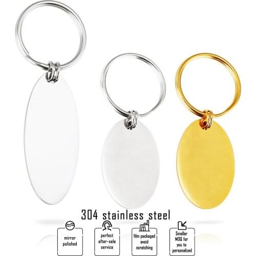 Metal Blank Oval Pendant Key Chain Stainless Steel Key Rings/key Holder/key Fob/key Accessories 20pcs