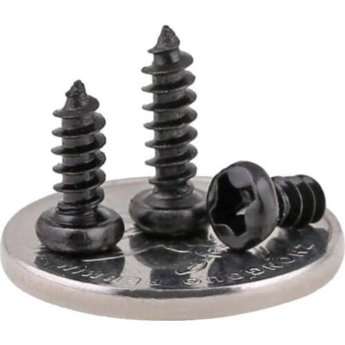 M3*4/5/6-25 Black Zinc Micro Cross Round Head Self-tapping Screws,Pan Head Screws,Plus Hard