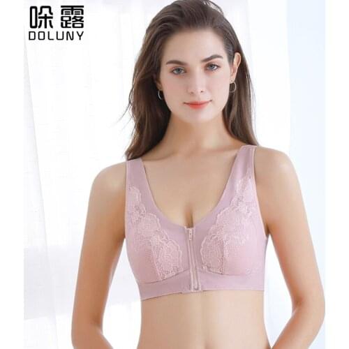 Silicone Breast Forms Mastectomy Bra 85C Front Closure Designed with Pockets for Fake Breast Implants Sports Bra D30