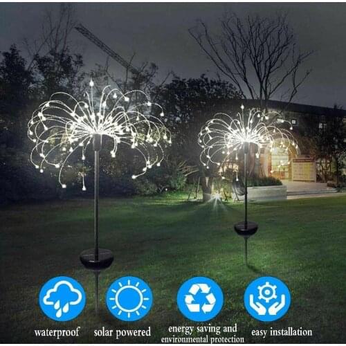 2 / 4Pcs Solar 90/120 / 150LED Starburst Light Garden Plant Path Fairy Christmas Light White Warm White Color