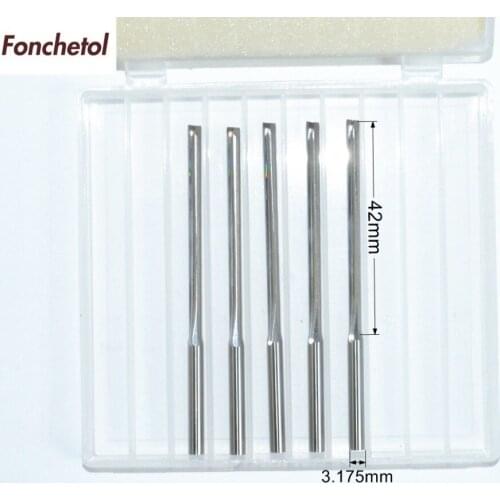 3.175mm*42mm-5pcs CNC solid carbide End Mill,tungsten steel woodworking insert router bit,2 Flutes Straight cutter,MDF,foam