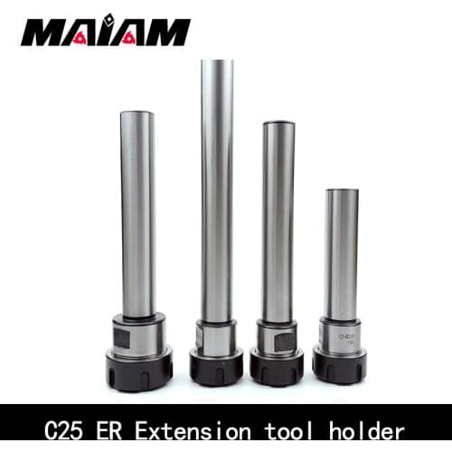 C25 ER20 ER25 ER32 Extension rod 100l 200l 300l CNC Lathe Milling Machine Lengthened Straight shank Toolholder apply nut wrench