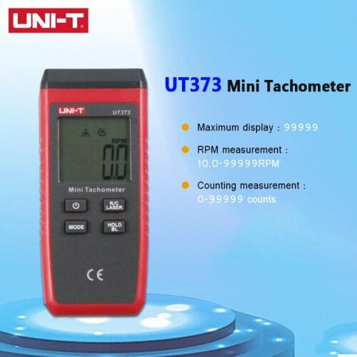 UNI-T UNI T UT373 Mini Tachometer Non Contact Digital Laser Tachometer RPM Range 10-99999RPM Tachometer Odometer Km/h Backlight