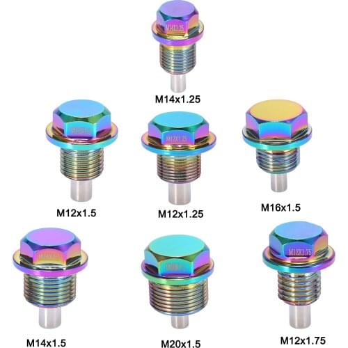 Uxcell M14x1.25 Multicolor Magnetic Oil Drain Plug Sump Pan Drain Nut Bolt Screw with Gaskets for Universal Car 1 Set