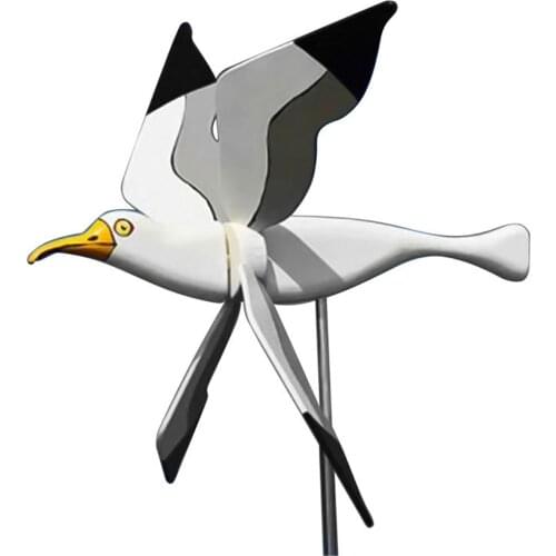 Sea gull Windmill Waterproof Outdoor Garden Statue Art Whirligig Sea Gull Stick Courtyard Decor Garden Wind Indicator Ornament