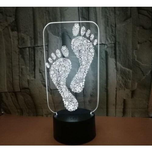 YIMIA 7 Colors 3D LED Lamp Footprints Acrylic LED USB Lamp Touch Room Table Desk Creative Night Light Bedside Decoration