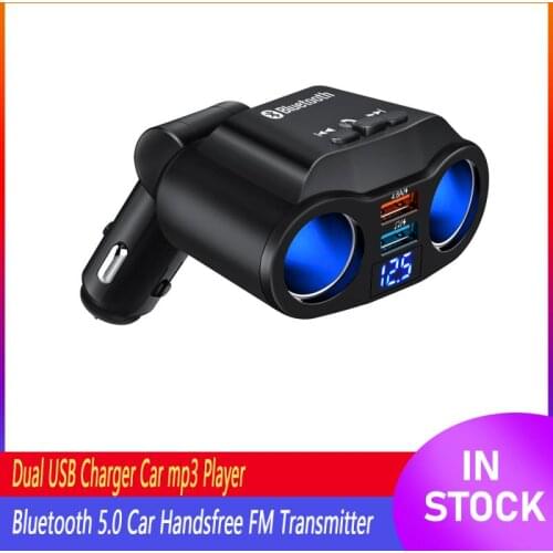 Dual USB Charger Car mp3 Player Bluetooth 5.0 Car Handsfree FM Transmitter Expand Support Music Play Cigarette Lighter