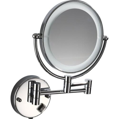 Bath Mirror Wall Mounted 8 inch Brass 3X Magnifying Mirror LED Light Folding Makeup Mirror Cosmetic Mirror Lady Gift