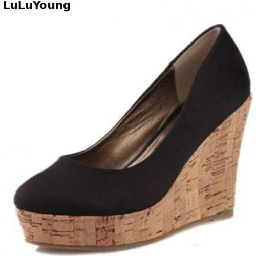 Women High Heels shoes Wedges shoes Platform Shoes Black Blue 31 32 33 40 41 42 sy-1388